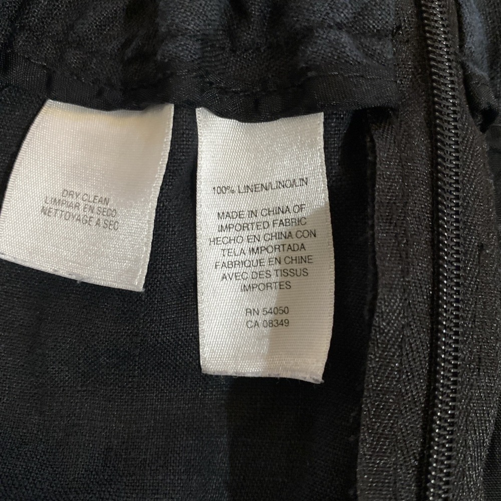 Jones New York Women's Cropped Pants 100% Linen Size 20W Black Pull On - Picture 8 of 8